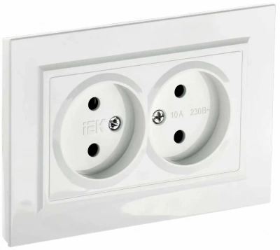 Розетка белая 2м б/з 10А РС12-2-БрБ BRITE арт.BR-R20-10-K01-F