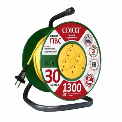Удлинитель 4*30м б/з кат. ТМ СОЮЗ 1300Вт арт.481S-3103